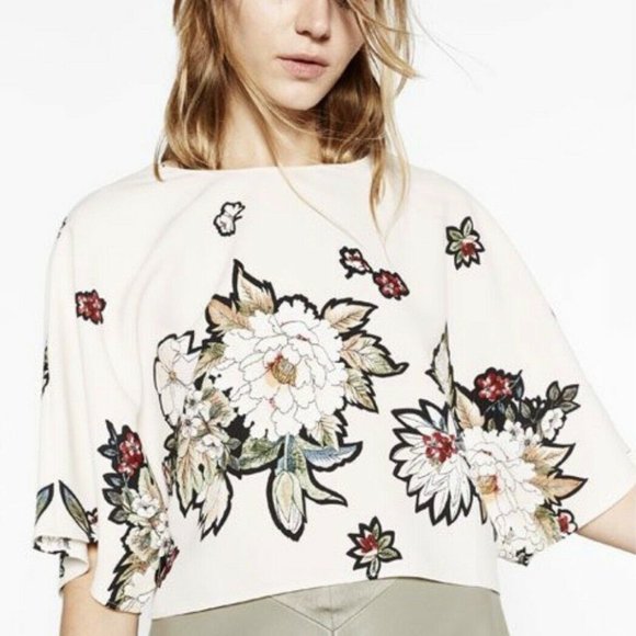 Zara Basic Floral Kimono Blouse, size M - Picture 1 of 3
